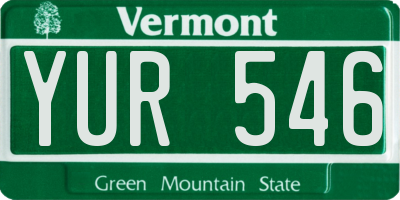 VT license plate YUR546