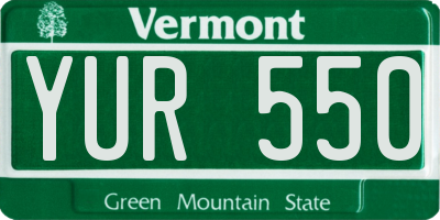 VT license plate YUR550