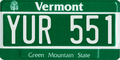 VT license plate YUR551