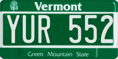 VT license plate YUR552