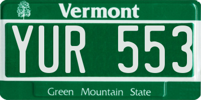 VT license plate YUR553