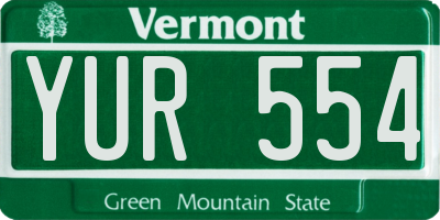 VT license plate YUR554