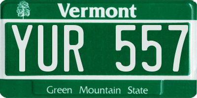 VT license plate YUR557