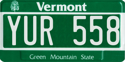 VT license plate YUR558