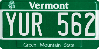 VT license plate YUR562
