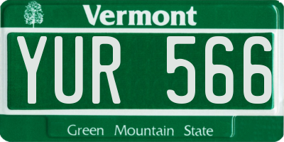 VT license plate YUR566