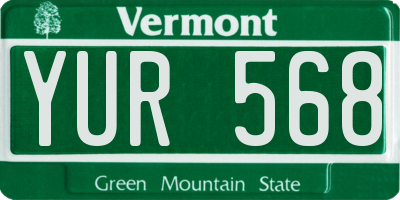 VT license plate YUR568