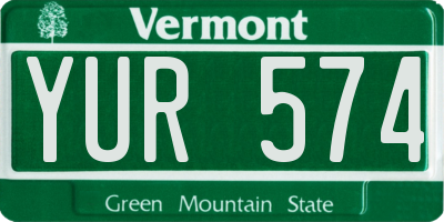 VT license plate YUR574