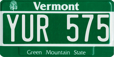 VT license plate YUR575