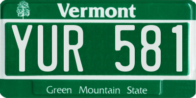 VT license plate YUR581
