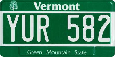 VT license plate YUR582