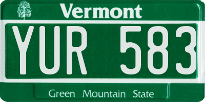VT license plate YUR583