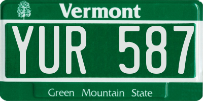 VT license plate YUR587
