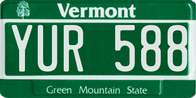 VT license plate YUR588