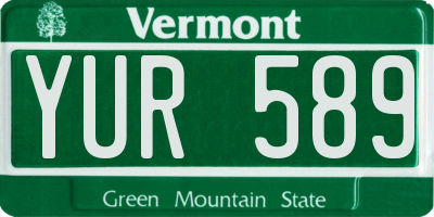 VT license plate YUR589