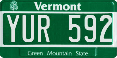 VT license plate YUR592