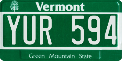 VT license plate YUR594
