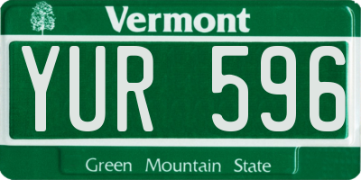 VT license plate YUR596