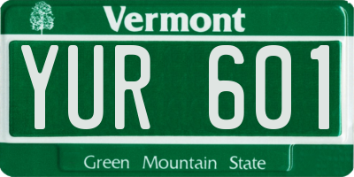 VT license plate YUR601