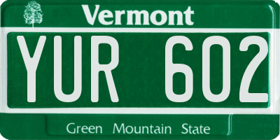VT license plate YUR602