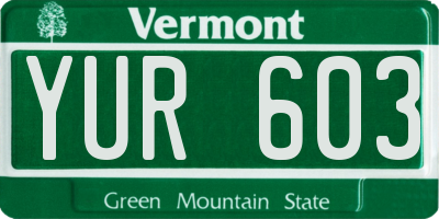 VT license plate YUR603