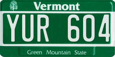 VT license plate YUR604