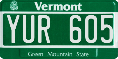 VT license plate YUR605
