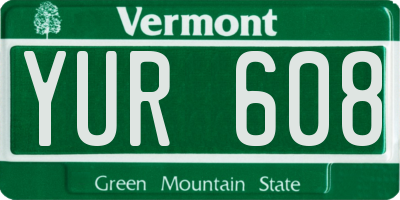 VT license plate YUR608