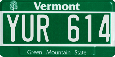 VT license plate YUR614