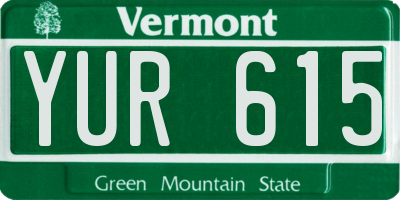 VT license plate YUR615