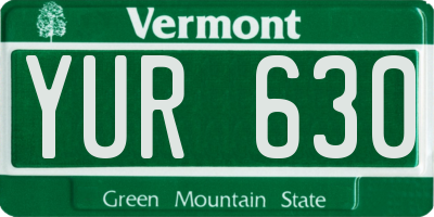 VT license plate YUR630