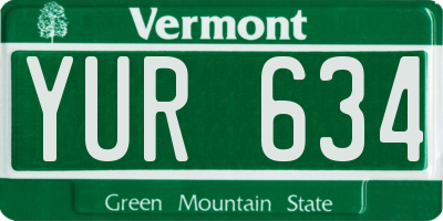 VT license plate YUR634