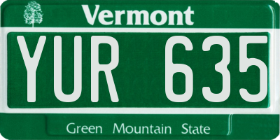 VT license plate YUR635