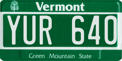 VT license plate YUR640