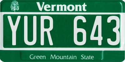 VT license plate YUR643