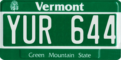 VT license plate YUR644