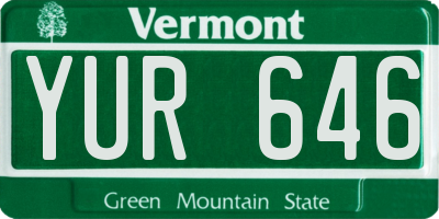 VT license plate YUR646