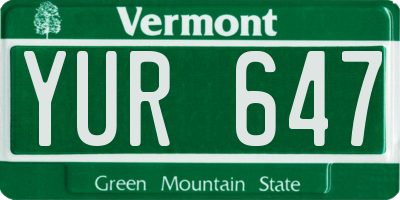 VT license plate YUR647