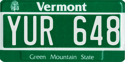 VT license plate YUR648