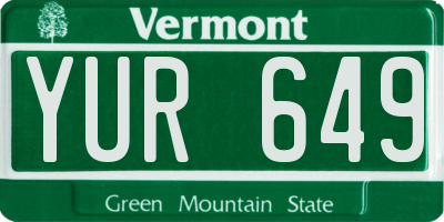 VT license plate YUR649