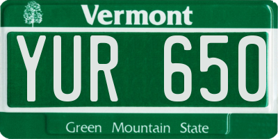 VT license plate YUR650