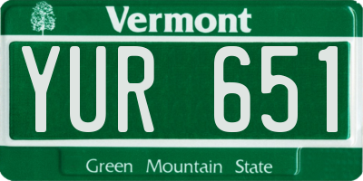 VT license plate YUR651