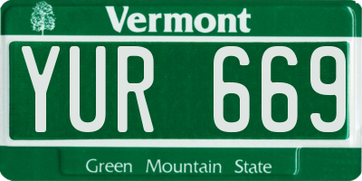VT license plate YUR669