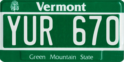 VT license plate YUR670