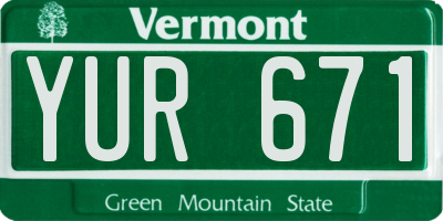 VT license plate YUR671