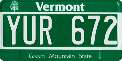 VT license plate YUR672
