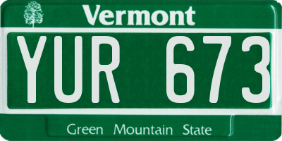 VT license plate YUR673