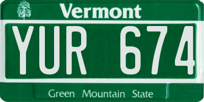VT license plate YUR674