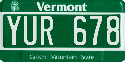 VT license plate YUR678