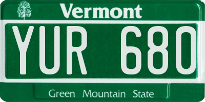 VT license plate YUR680